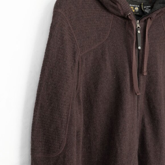 Mountain Hardwear Wool Hoodie Mens Fully Zip Knit Maroon Face Cover Hooded Coat - Picture 12 of 15